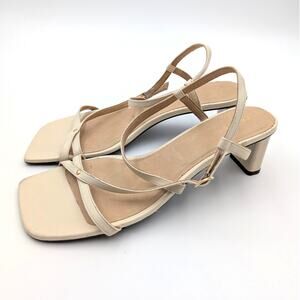 Frame Le Braxton Strappy Sandal Women's Square Toe Cream Size US8 EU38.5